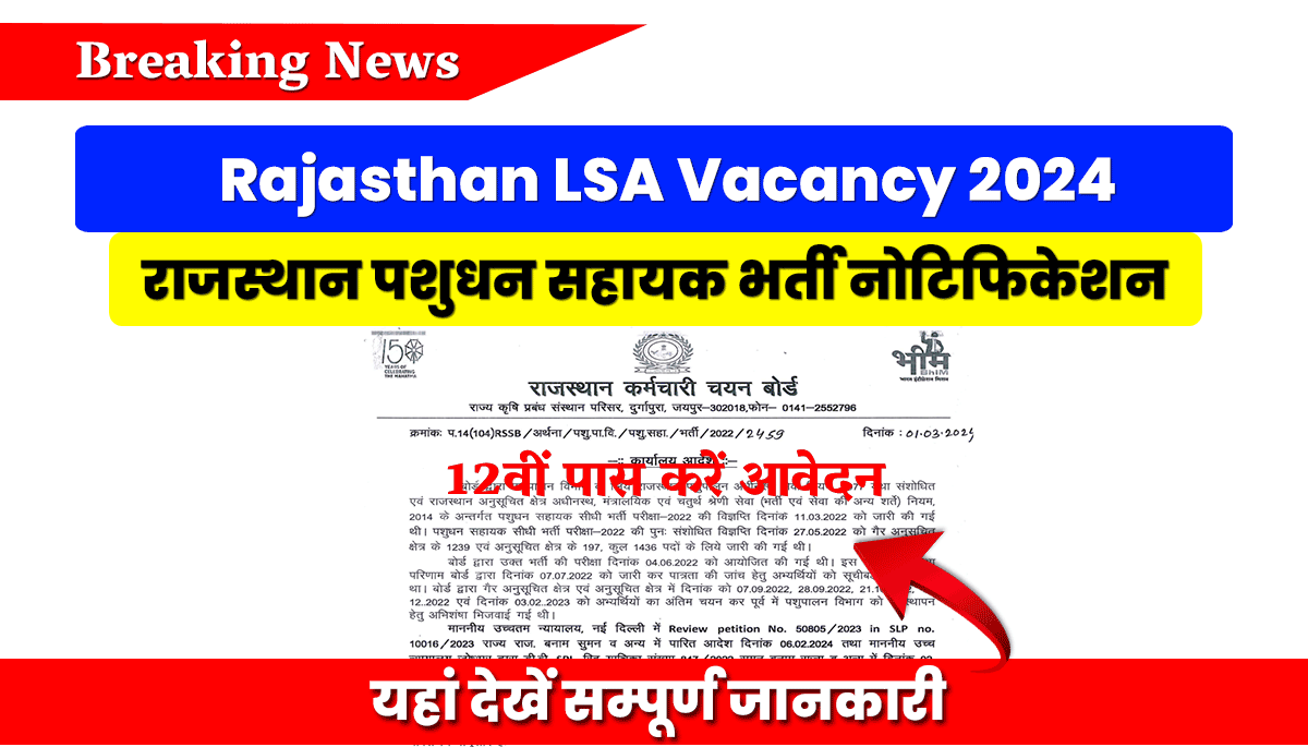 LSA Vacancy 2025 in Rajasthan