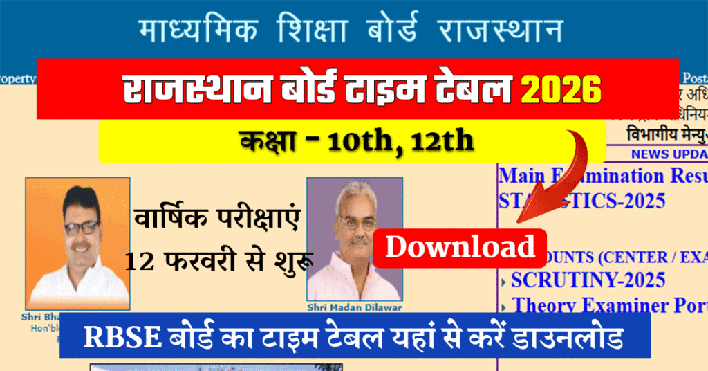RBSE Board Exam Date 2026: